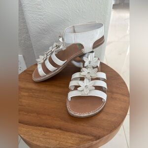 Rachel Shoes White Floral Gladiator Sandals